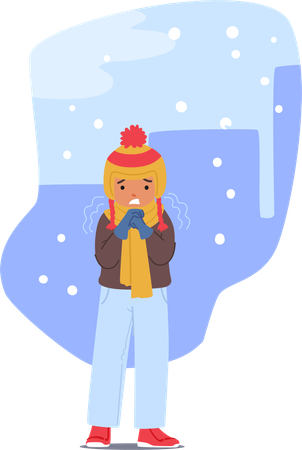 Little Boy Shivered As An Icy Breeze Brushed Against His Skin  Illustration