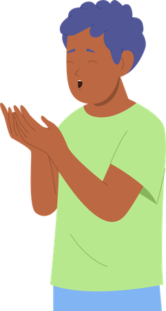 Little boy showing praying pose  Illustration