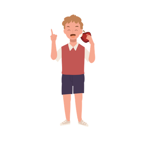 Little boy showing red apple  Illustration