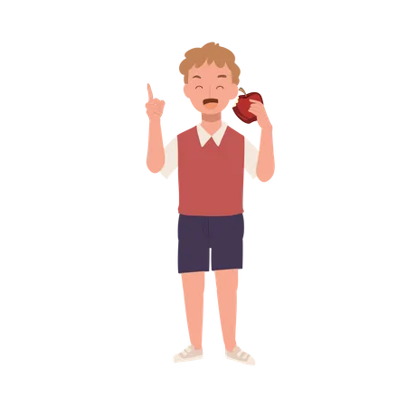 Little boy showing red apple  Illustration