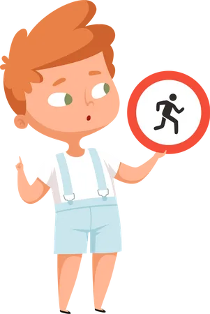 Little boy showing traffic sign  Illustration