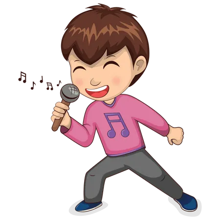 Little boy singing  Illustration