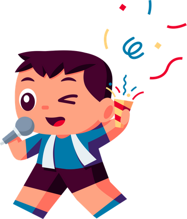 Little boy Singing in party Illustration