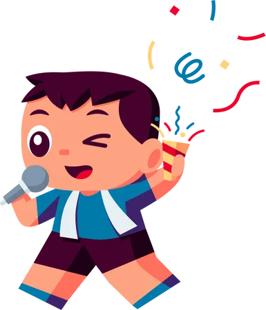 Little boy Singing in party Illustration