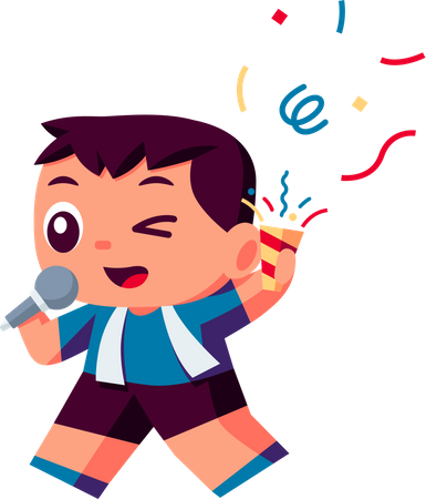 Little boy Singing in party  Illustration