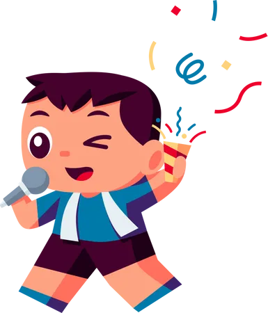 Little boy Singing in party  Illustration