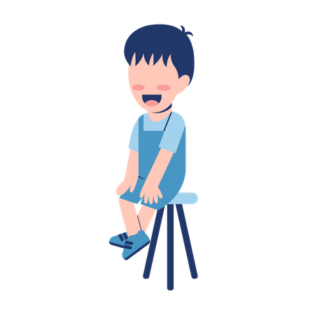 Little Boy Sitting On Chair  Illustration