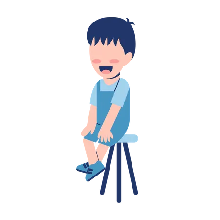 Little Boy Sitting On Chair  Illustration