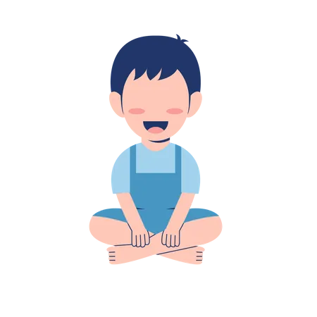 Little Boy Sitting On Floor  Illustration