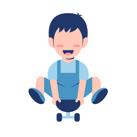 Little Boy Sitting On Skateboard  Illustration