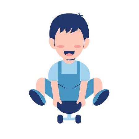 Little Boy Sitting On Skateboard  Illustration