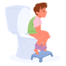 illustration sitting on toilet