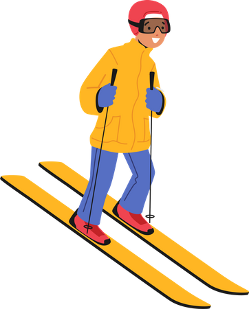 Little boy skiing Illustration