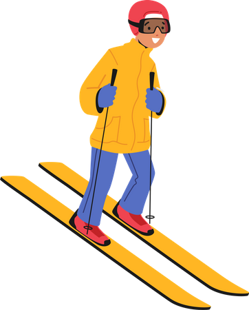 Little boy skiing  Illustration