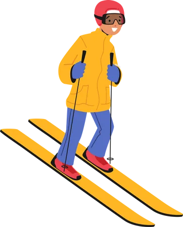 Little boy skiing  Illustration