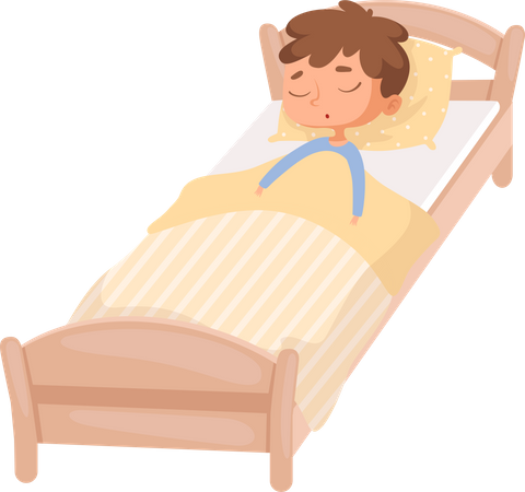 Little boy sleeping on bed  Illustration