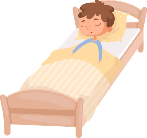 Little boy sleeping on bed  Illustration