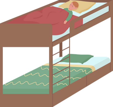 Little boy sleeping on bunk bed  Illustration