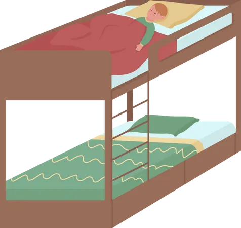 Little boy sleeping on bunk bed  Illustration