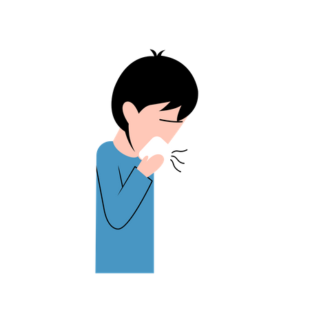 Little Boy Sneezing Illustration