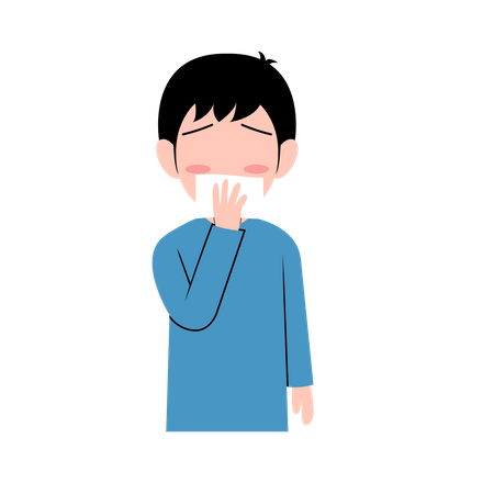 Little Boy Sneezing Illustration