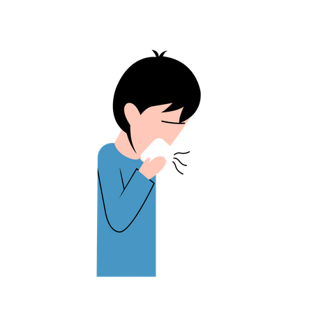 Little Boy Sneezing  Illustration