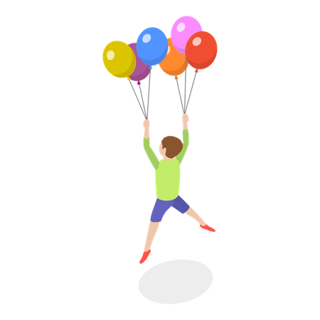 Little boy Soaring in Sky  Illustration