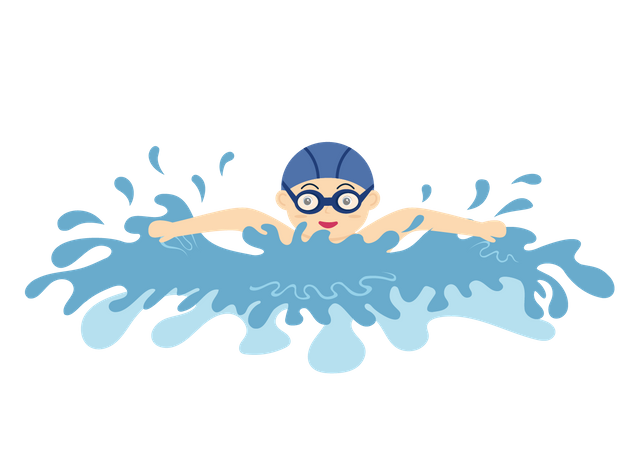 Little boy splashing water Illustration