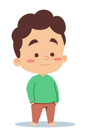 Little boy Standing and putting hand on pocket Illustration