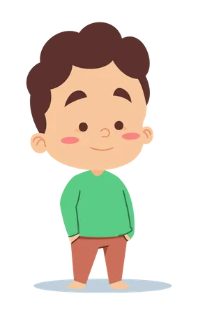 Little boy Standing and putting hand on pocket  Illustration