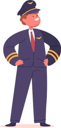 Little boy standing in pilot costume  Illustration