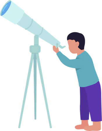 Little boy stargazing with telescope  Illustration