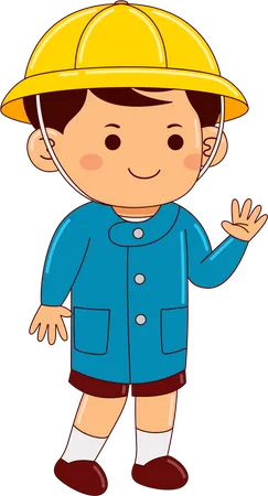 Boy Kids Japan School Uniform Illustration