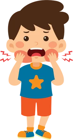 Little boy suffering toothache  Illustration
