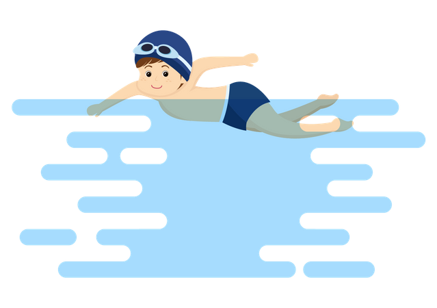 Little boy swimming Illustration