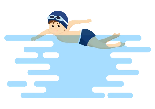Little boy swimming  Illustration