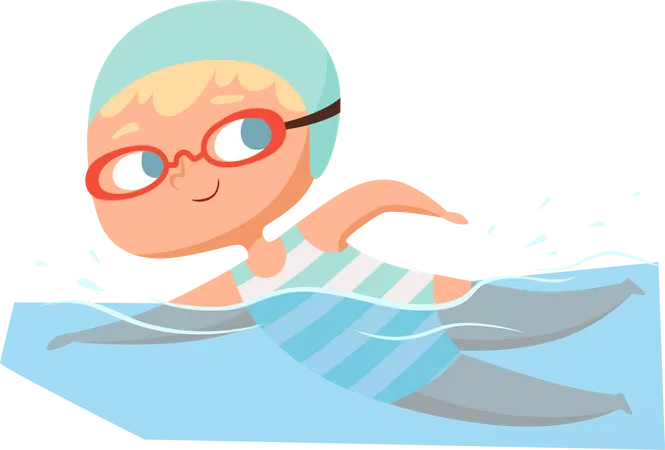 Little Boy Swimming  Illustration
