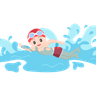 little boy swimming illustration