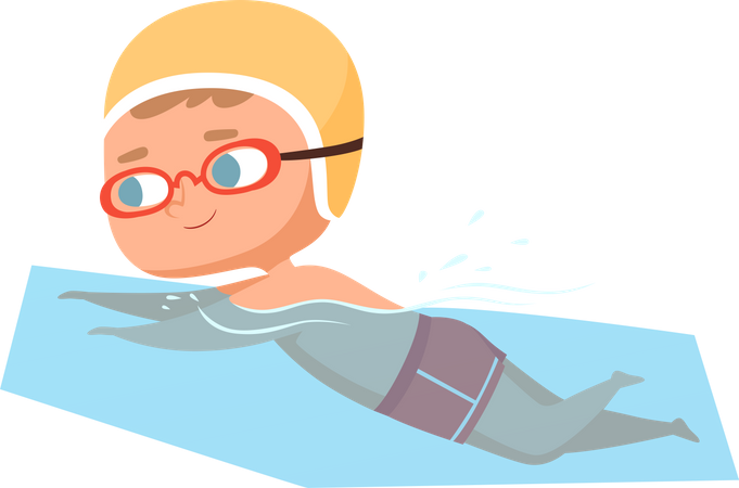 Little boy swimming at pool  Illustration