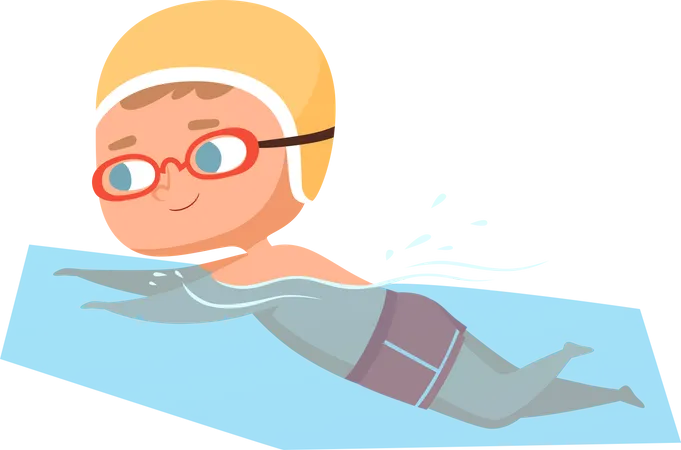 Little boy swimming at pool  Illustration