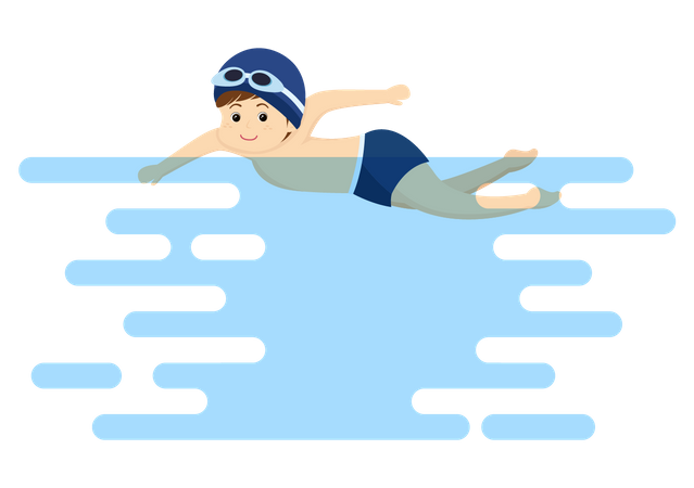 Little boy swimming  Illustration