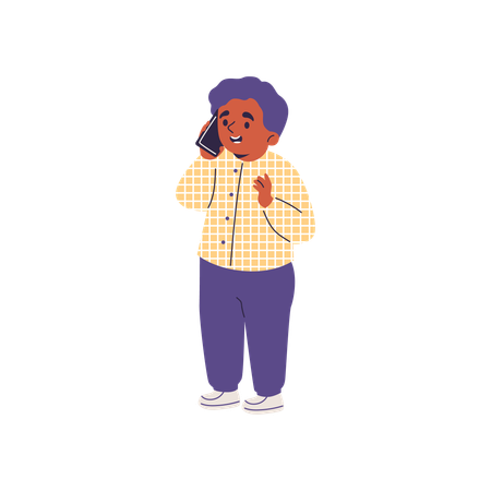 Little boy talking on phone  Illustration