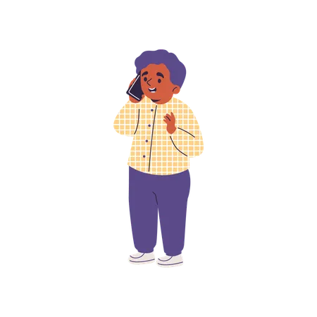 Little boy talking on phone  Illustration