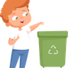 illustration for little boy throwing garbage