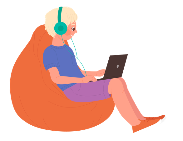 Little boy using laptop  Illustration