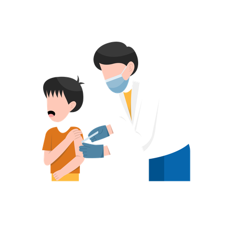 Little Boy Vaccination By Doctor  Illustration