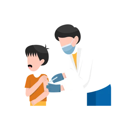 Little Boy Vaccination By Doctor  Illustration