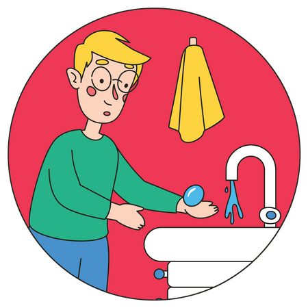 Little boy washing hands  Illustration