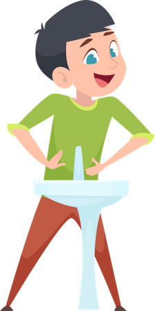 Little Boy Washing Hands  Illustration