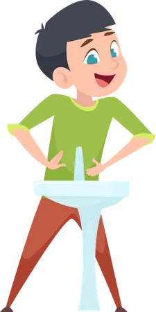 Little Boy Washing Hands  Illustration